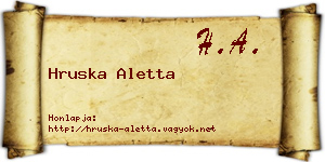 Hruska Aletta névjegykártya